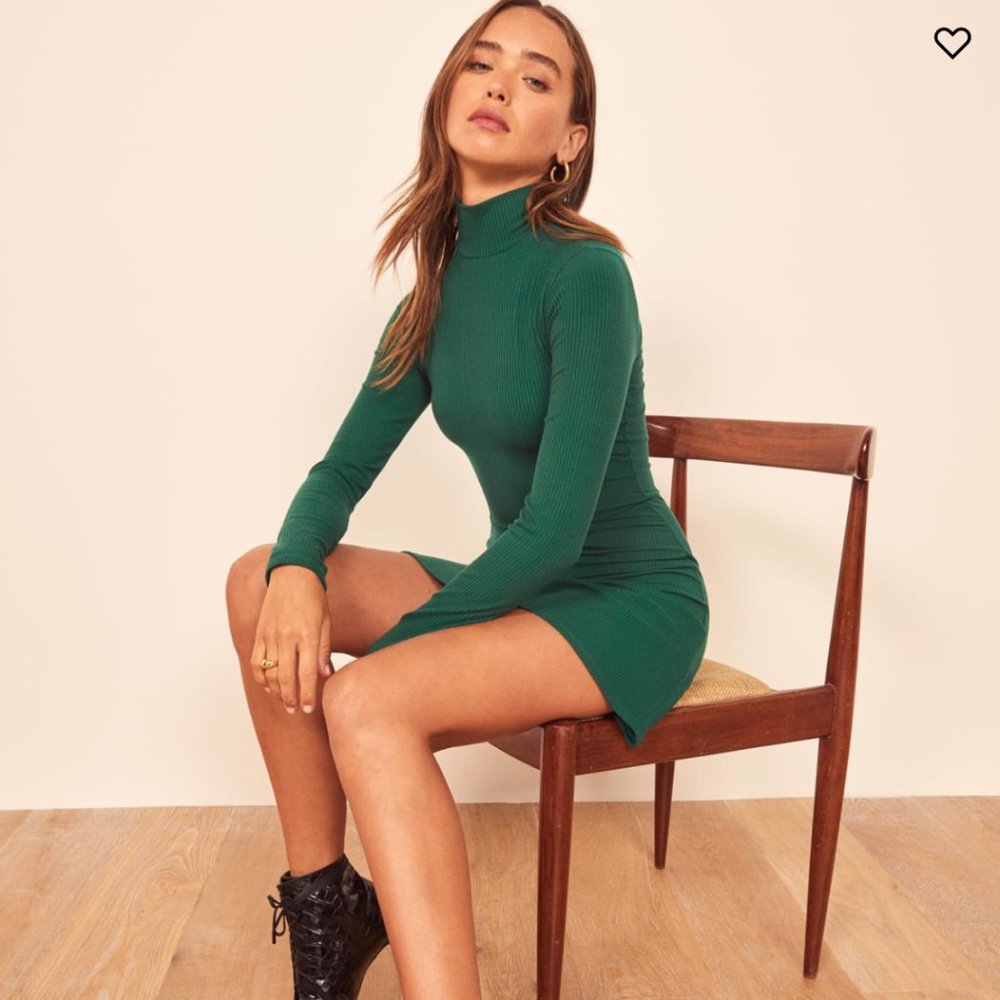 Reformation Green Mini Dress